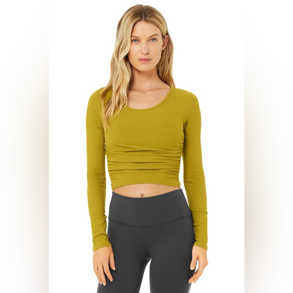 All Yoga: Gather Long Sleeve Chartreuse